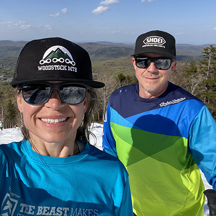 Red sporting a Shoei baseball hat while on the slopes. Check out the casual clothing and accessories that help show your love for motorcycles.